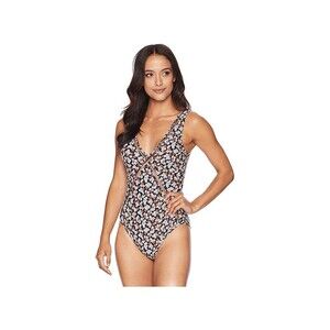 NWT Michael Kors Women's Mini Cherry Blossoms Plunge  Swimsuit 6 Rose Pink